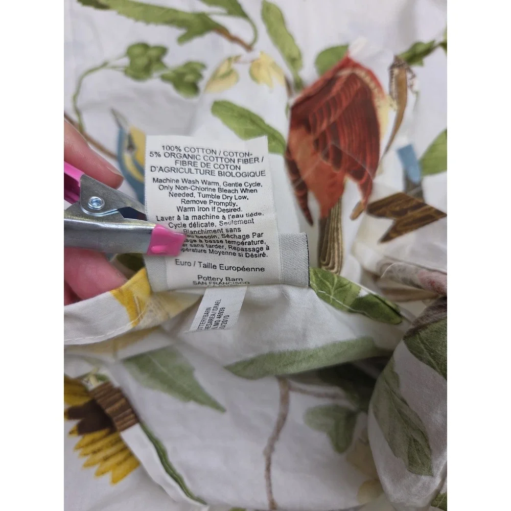 Pottery Barn Spring Sparrow Bird Floral Pillow Cover Sham 26